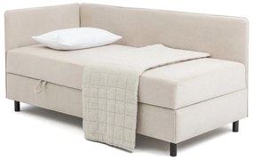 Letto singolo imbottito beige con contenitore con materasso incluso 90x200 cm Avela – Bonami Selection