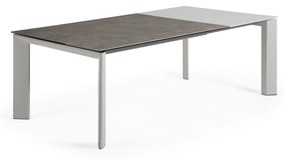Kave Home - Tavolo allungabile Axis porcellana Vulcano Ceniza e gambe in acciaio grigio 160 (220) cm