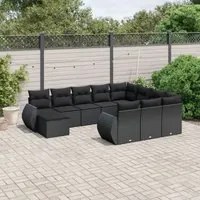 Set Divani da Giardino 11 pz con Cuscini in Polyrattan Nero 3225187