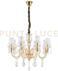 Lampadario monet oro 8 luci attacco e14 73x128cm in vetro e cristal...