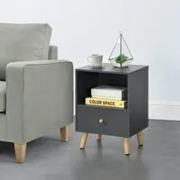 Comodino Sundsvall con Cassetto - Grigio Scuro [en.casa]