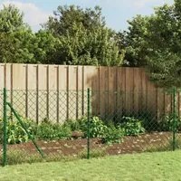 Recinzione a Rete con Picchetti Ancoraggio Verde 1x25 m 153929