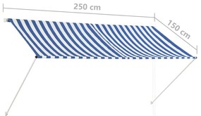 Tenda da Sole Retrattile 250x150 cm Blu e Bianco