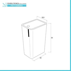 Cestino bagno da 8 litri in plastica nera con coperchio Push