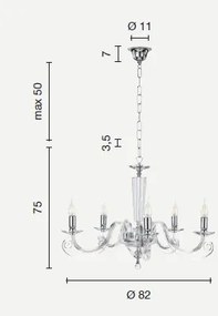 Lampadario in vetro e cristallo bianco 5 luci cherubini lp.cherubin...