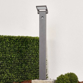 Lampione a LED Marius con sensore, 80 cm Lucande, Alluminio / Grigio / Zincato, Alluminio, Moderno