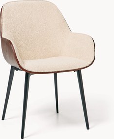Sedia imbottita in bouclé con braccioli Henrik