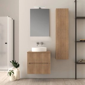 Mobile da bagno cannettato 60 cm sospeso rovere tabacco Palermo