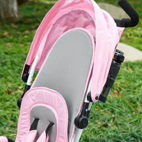 Triciclo per Bambini 1-5 Anni 102x49x102 cm con Maniglione e Tettuccio Regolabile Bianco e Rosa...