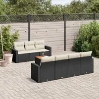 Set Divani da Giardino con Cuscini 8 pz Nero in Polyrattan 3224026