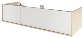 Mobile da bagno sotto lavabo SENSEA Neo Frame bianco e rovere naturale laccato lucido L 135 x H 32 x P 48 cm 2 cassetti, lavabo non incluso