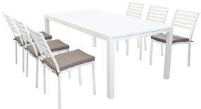 DEXTER - set tavolo in alluminio cm 200/300 x 100 x 74 h con 6 sedie Dexter