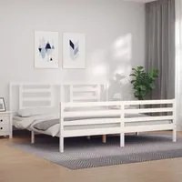 Giroletto con Testiera Bianco 200x200 cm in Legno Massellocod mxl 69809