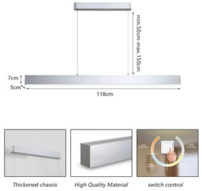 Brilagi - Lampadario LED a sospensione con filo SLEEKLINE LED/40W/230V 3000/4500/6000K argento