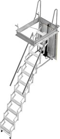 Scala retrattile motorizzata in acciaio verniciato, foro 70x100 cm, H da 2.76 a 3.00 m, 11 gradini, con corrimano