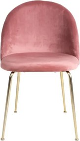 Sedia poltroncina in velluto Rosa con gambe in metallo Oro - PARIS 2 sedie