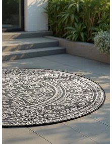 Tappeto da interno/esterno rotondo bianco e nero ø 160 cm Duet Kona – NORTHRUGS