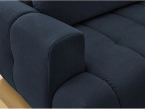 Divano angolare blu scuro allungabile e con contenitore (penisola a destra/a L) con rivestimento in ciniglia Fuji – Bobochic Paris