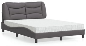 Letto Con Materasso Grigio 140x200 Cm İn Similpelle /