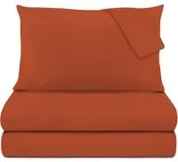 Completo letto matrimoniale cotone raso ruggine