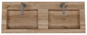 Lavabo a incasso rettangolare doppia vasca IDEEA L 120 x H 12 cm in legno beige opaco