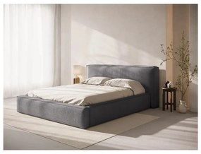 Letto matrimoniale imbottito grigio scuro con contenitore con rete inclusa 180x200 cm Simon Olivia – Micadoni