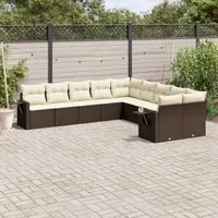 Set Divani da Giardino 10pz con Cuscini in Polyrattan Marrone 3220712