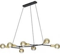 Lampadario Sospensione Minimal 7 Luci Cross Nero e Oro Trio Lighting