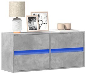 Mobile Tv A Parete Con Luci Led Grigio Cemento 100x31x45 Cm /