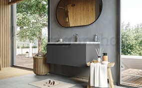 Mobile bagno dark grey 100x45 Modena un cassetto maniglia a gola con lavabo in ceramica lucida