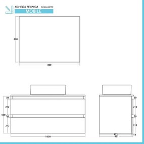 Mobile bagno sospeso 100 cm bianco e rovere con cassetti soft-close Kleo