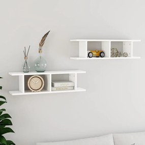 Mensole A Parete 2 Pz Bianco 75x18x20 Cm İn Multistrato /
