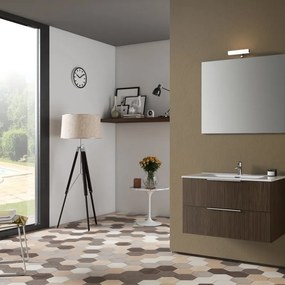 Mobile sottolavabo, lavabo e specchio con illuminazione Zoe intaglio scuro L 79 x H 50 x P 56 cm 2 cassetti