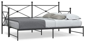 Divano Letto Estraibile Senza Materasso Nero 90x190 Cm Acciaio /