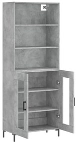 Credenza grigio cemento 69,5x34x180 cm in legno multistrato