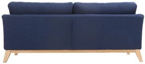 Divano scandinavo 3 posti blu scuro piedi legno OSLO