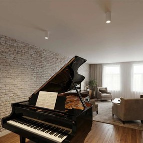 Plafoniera Cilindrica Ø70x140mm GU10 in Gesso Rigato Pitturabile