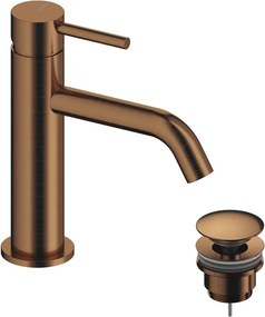 Rubinetto per lavabo a canna bassa getto laminare cristallino Loop oro rosa spazzolato lucido SANYCCES