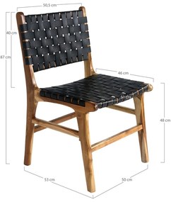 Sedie da pranzo nero-marrone in legno di teak in un set di 2 pezzi Perugia - House Nordic