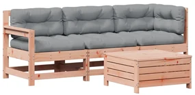Set divani giardino 4 pz con cuscini legno massello di douglas