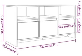 Mobile Porta TV Grigio Cemento 102x37,5x52,5 cm in Truciolato