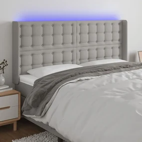 Testiera A Led Grigio Chiaro 163x16x118/128 Cm İn Tessuto /