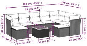 Set Divano da Giardino 10 pz con Cuscini Beige in Polyrattan