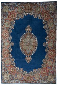Kerman Tappeto 300x440 Blu (Iran) Annodato A Mano