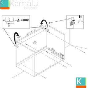 Mobile bagno sospeso 155 cm con lavabo in solid surface bianco e doppio cassetto SP-155C - KAMALU