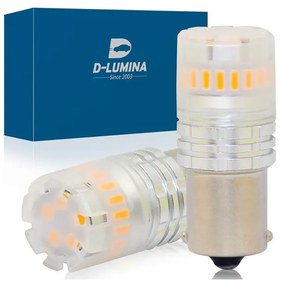 Lampada Led 1156 BA15S P21W Canbus Ambra Arancione 12V No Polarita IP67 Illuminazione 360 Gradi