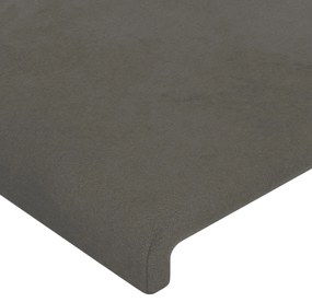 Testiera a led grigio scuro 147x16x118/128cm in velluto