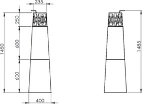 Camino a bioetanolo da giardino per esterno Vulcano Bianco 40x40x145