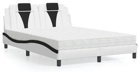 Letto Con Materasso Bianco E Nero 140x200 Cm İn Similpelle /