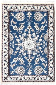 Nain Tappeto 90x60 Blu (Iran) Annodato A Mano